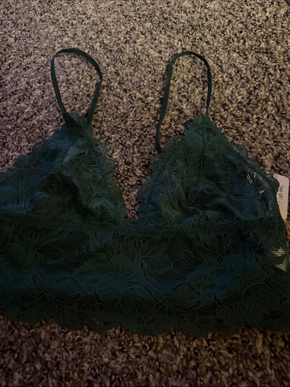 Free People Emerald Green Floral Lace Bralette